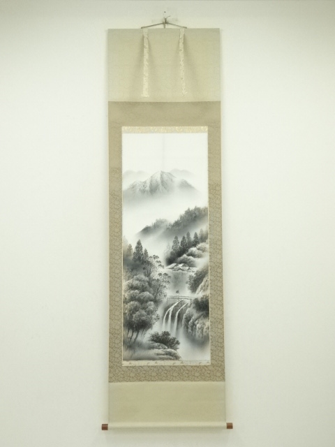 珍藏 古美術 清国末期　大名家 呉湖帆　絵　書道　掛け軸　肉筆保証　美術品　美品 ☆古寶堂☆『董其昌・山水図』・中国明代書画家・中国美術・掛軸